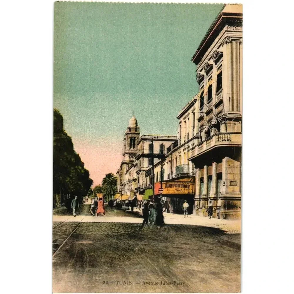 22. Tunis. Avenue Jules Ferry France Postcard